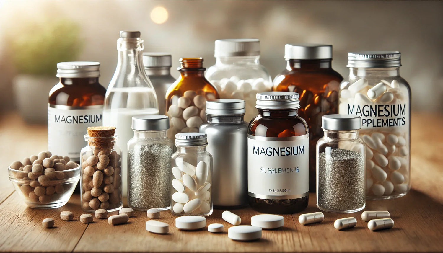 plusieurs flacons de magnésium
