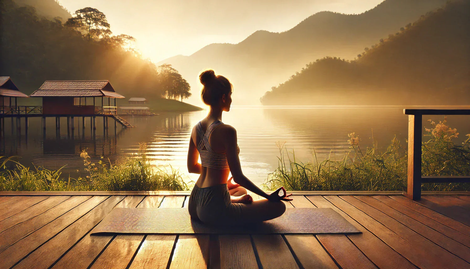 Femme faisant du yoga au lever du soleil pour soigner l'anxiete naturellement