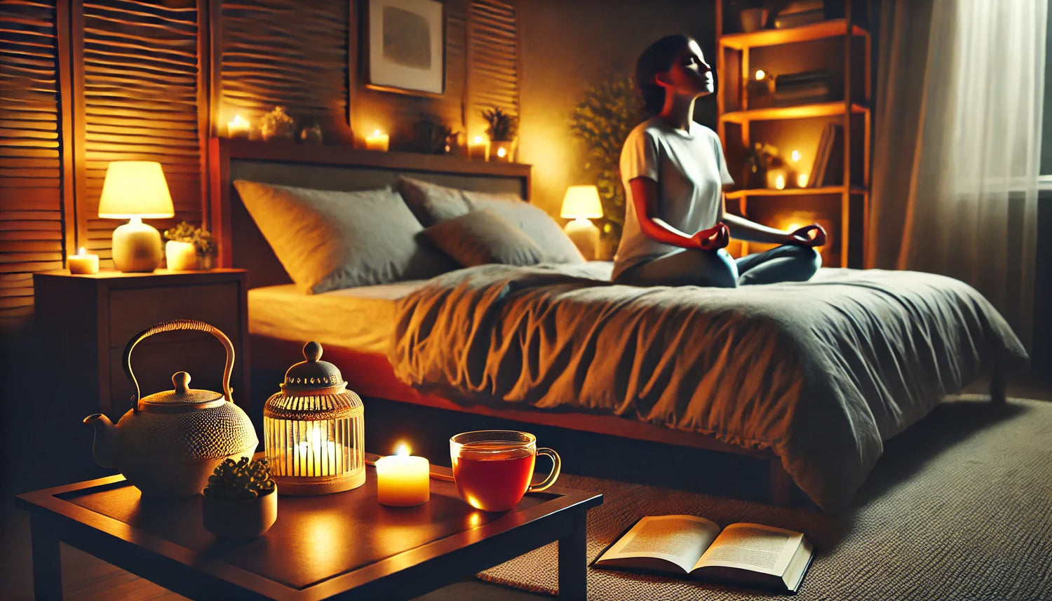 personne médite sur son lit pour dormir