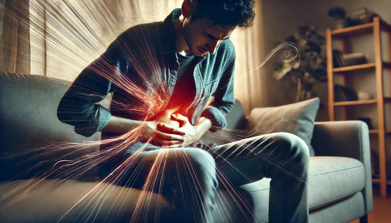 Personne stressée avec des maux de ventre