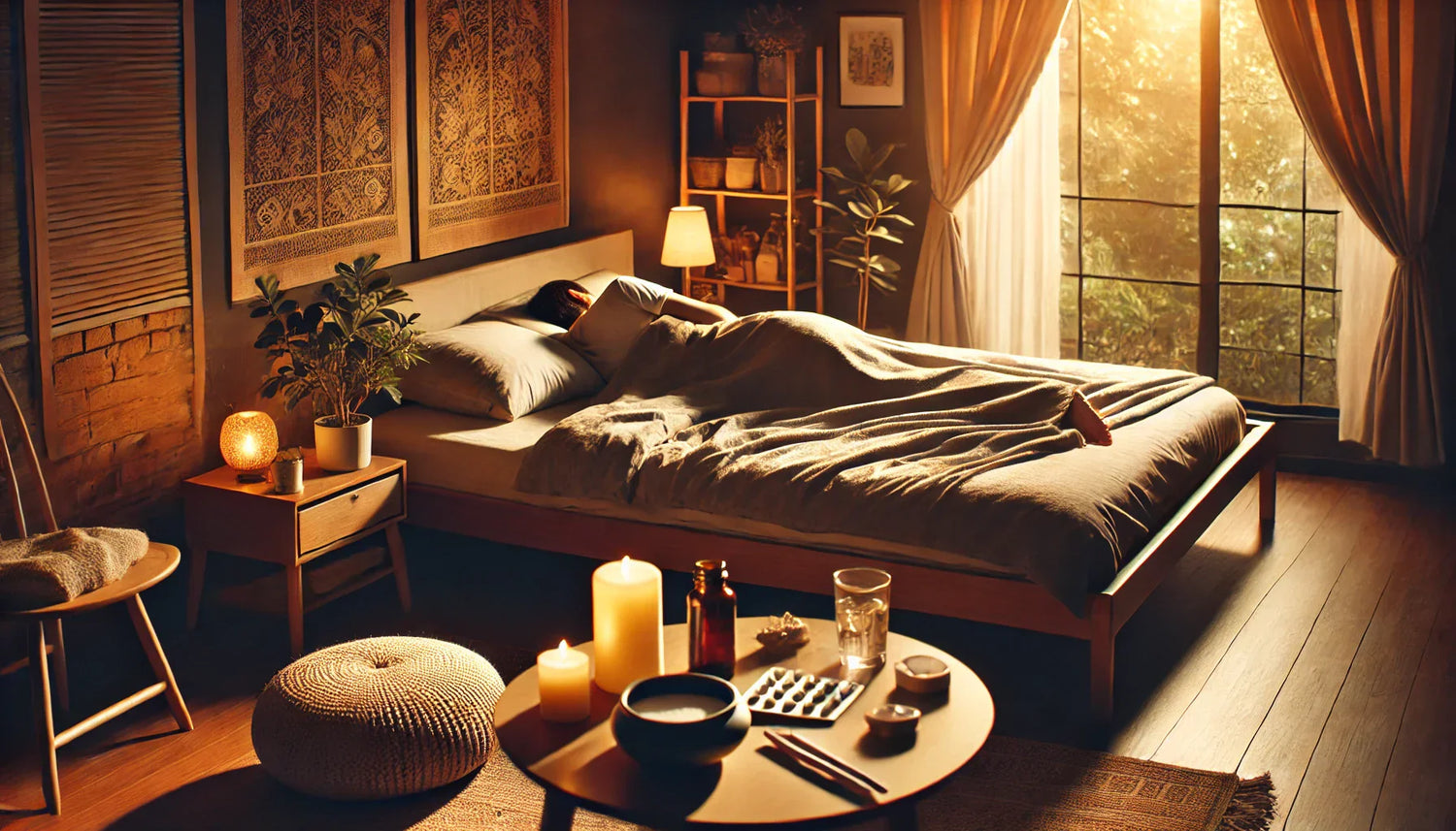 personne allongée dans son lit qui dort bien grâce à des solutions naturelles