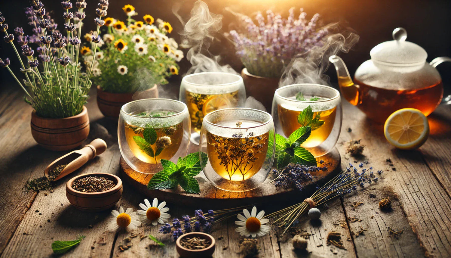 plusieurs tisanes chaudes pour soigner l'anxiete