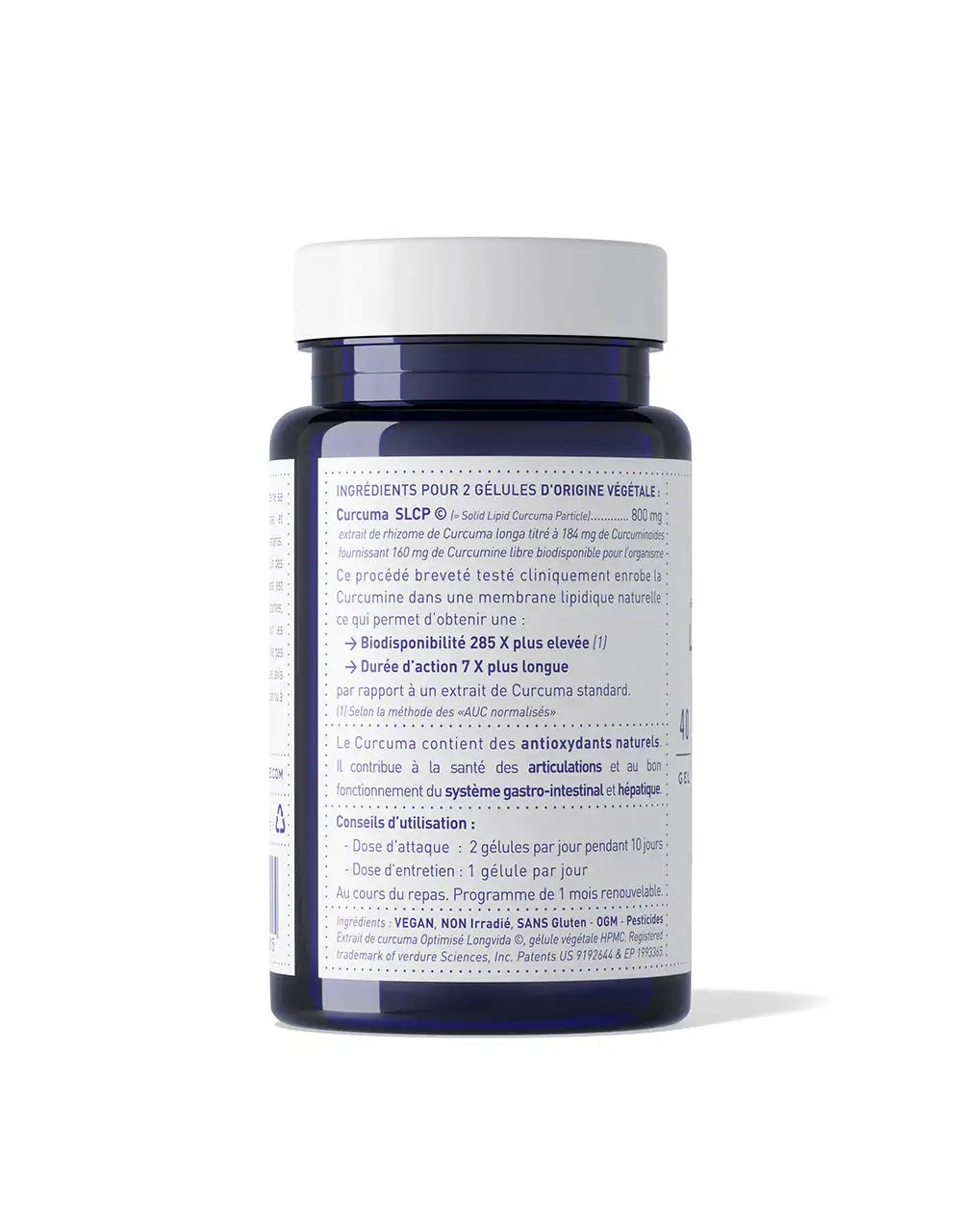 Liste des ingrédients de la formule Curcuma assimilable