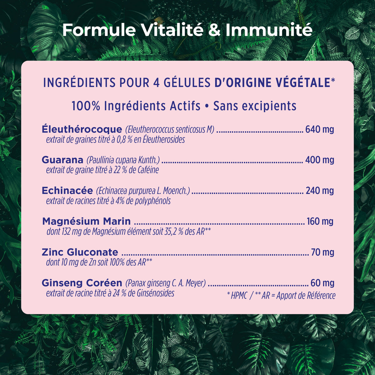 Vitalité & Immunité – ingrédients et dosages