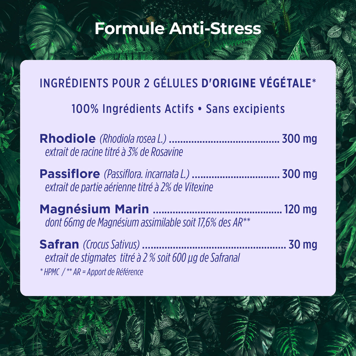 Anti-Stress – ingrédients et dosages